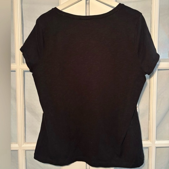 Chico’s | Zenergy Two-Toned Animal Print Raglan Black White Metallic Foil Tee(L) - Picture 2 of 6